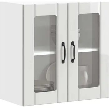 Kuchyňská nástěnná skříňka se skleněnými dvířky "Lucca" z vysoce lesklého bílého dřeva