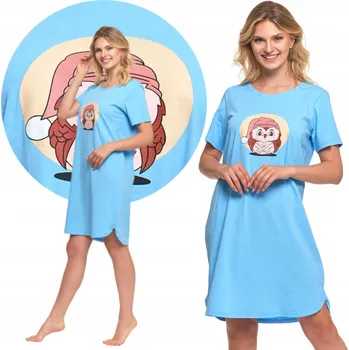 Dámská noční košile KOŠILE NOČNÍ DÁMSKÁ Krátký rukáv Bavlněná Pohodlná Roztomilá sova MORAJ XL