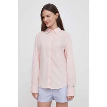 Pánská košile Bavlněná košile Tommy Hilfiger WW0WW43344 růžová 03X, vel. 38