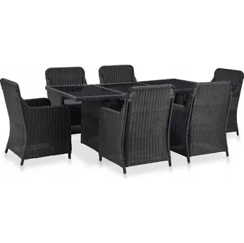 Zahradní sestava Zahradní nábytek, dřevěná souprava VidaXL, černá, 7 dílů