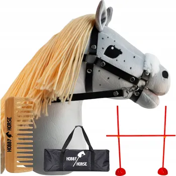 Hobby horsing HOBBY HORSE SADA: KŮŇ NA TYČI A4 + SKOKOVÁ PŘEKÁŽKA 120 CM + HŘEBEN