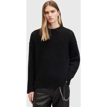 Pánský svetr Svetr z vlněné směsi AllSaints HARLEN CREW pánský, černá barva, M075KB 99X, vel. XXL