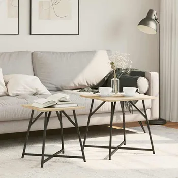 Nábytek Sada odkládacích stolků 2 pcs Sonoma dub a černá