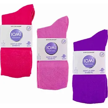 Dámské ponožky 6 párů dámských tenkých IOMI Diabetik Bambusových ponožek RŮŽOVÉ s volným lemem