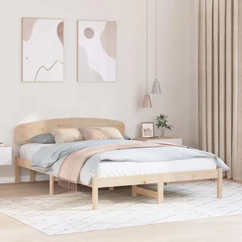 Nábytek Rám postele s čelo Přírodní 140 x 200 cm Masivní borové dřevo