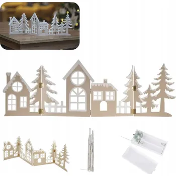 Vánoční dekorace Dekorace - vesnička 40 LED, 60 cm, 2x AA, teplá bílá, IP20, časovač EMOS