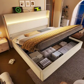 Postel Jednolůžková dřevěná postel Arhatreya 160x200, béžové odstíny