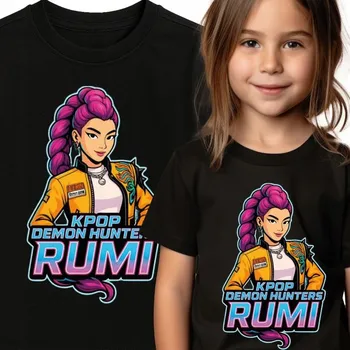 Dětská móda DĚTSKÉ TRIČKO HUNTRIX KPOP DEMON HUNTERS RUMI T-SHIRT ČERNÉ 128 128