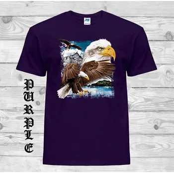 Pánská móda levne-bavlnene-tricko-potisk-orli Barva: Purple - purpurová, velikost: S