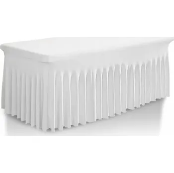 Prostěradlo POVLEČENÍ na banketní cateringový stůl BÍLÉ SKIRTING volán 200x90 cm