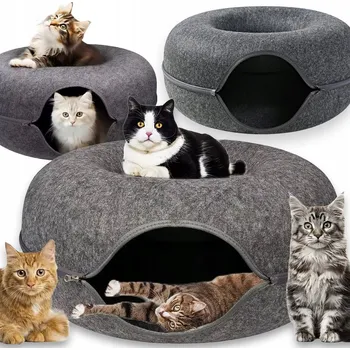 Pelíšek pro psa Pelíšek Pro Kočky Dvoudílné Kulaté Donut Tunel Budka Domeček 50 x 50 cm