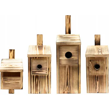 Zahradní dekorace Ptačí budka – sada Typ A, Typ A1, Typ B, Typ P pro kosa, sýkorku, brhlíka, vrabce