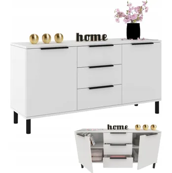 Komoda Velká komoda se zásuvkami do obývacího pokoje Vitrína Skříňka HANA Bílá Matná 150