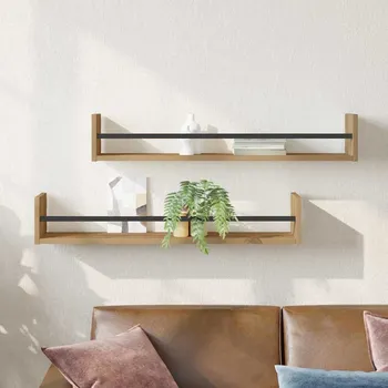 Obývací pokoj Nástěnná polička Nástěnný 2 pcs Artisanový dub 80 x 16 x 14 cm