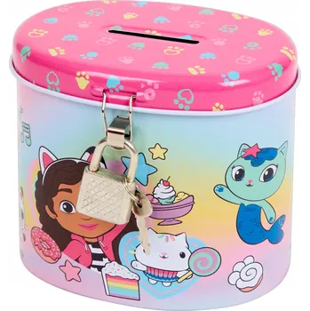 Pokladnička Kovová pokladnička Gábinin Kouzelný Domek Zámek + Klíčky pro děti
