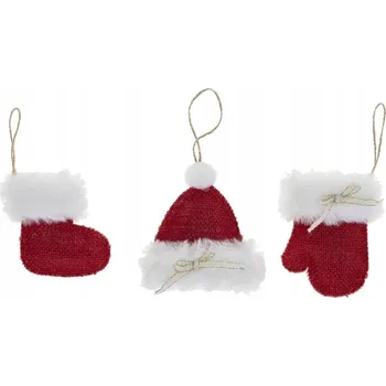 Vánoční ozdoba 708132 VÁNOČNÍ OZDOBA Mikuláš BOTIČKA ČEPICE RUKAVICE 9 CM 1 KUS