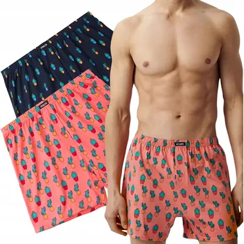 Pánské spodní prádlo PÁNSKÉ BOXERKY Atlantic 2MBH-005 volné 100% BAVLNA 2 PÁRY - XL