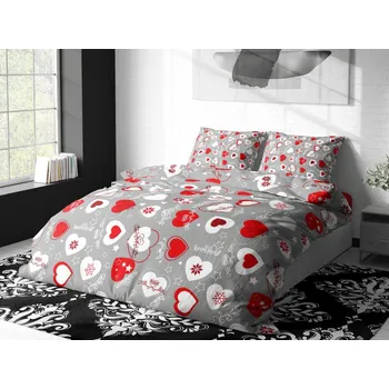 Povlečení Povlečení Mikroplyš Zimní srdce 140x200, 70x90 cm