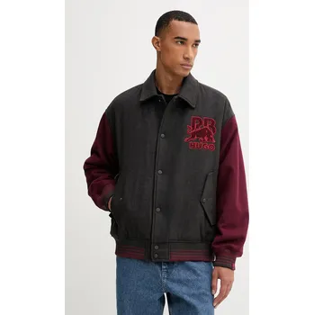 Bomber bunda s vlnou HUGO Blaine_RB 50549448 šedá 90X, vel. L