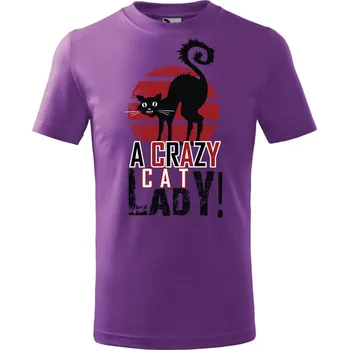 Chlapecké tričko Dětské tričko s potiskem Crazy cat lady Velikost: 158/12 let, Barva trička: Fialová