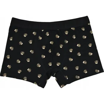 Pánské spodní prádlo PÁNSKÉ BOXERKY PREMIUM BAVLNA černé, vzor PIVNÍ SKLENICE PIVO NOVITI M V018i