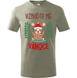 Dětské tričko s potiskem Vzbuďte mě Velikost: 110 /4 roky, Barva trička: Světle khaki