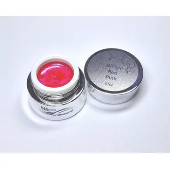 NL nails professional UV, LED barevný gel GLITTER RED PINK 5ml
