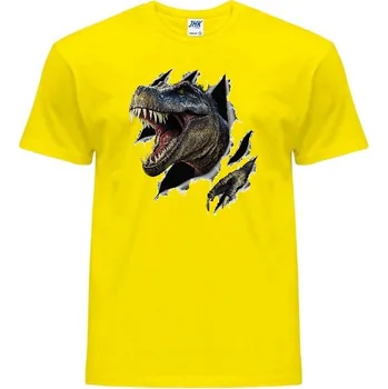 panske-levne-bavlnene-tricko-potisk-trhajici-t-rex Barva: Yellow - žlutá, velikost: XS