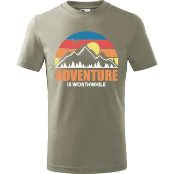 Dětská móda Dětské tričko Adventure is worthwhile Velikost: 158/12 let, Barva trička: Světle khaki