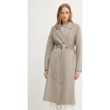 Dámský kabát Vlněný kabát BOSS Cotaz_DF dámský, hnědá barva, bez zapínání, 50541513 01A, vel. 42