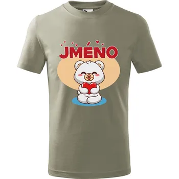 Chlapecké tričko Dětské tričko s potiskem Medvídek se srdcem Velikost: 158/12 let, Barva trička: Světle khaki