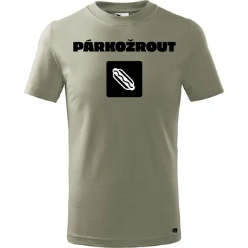 Dětské tričko s potiskem - Párkožrout Velikost: 122/6 let, Barva trička: Světle khaki