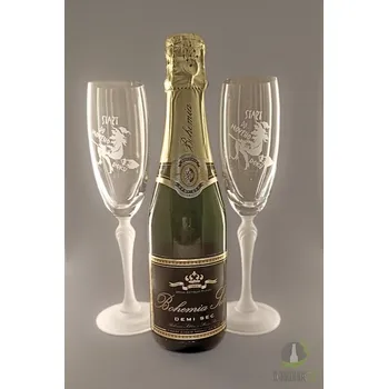 Sklenice Bohemia Sekt Šampus +skleničky 0,75 l 2 ks