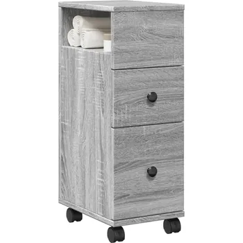 Koupelnový nábytek Úzká koupelnová skříňka na kolečkách šedá sonoma kompozit