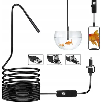 3v1 ENDOSKOPICKÁ INSPEKČNÍ KAMERA 10M LED USB pro TELEFON PC Full HD 1080p