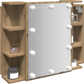 Koupelnový nábytek Zrcadlová skříňka s LED dub artisan 70 x 16,5 x 60 cm