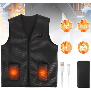 VYHŘÍVANÁ ELEKTRICKÁ VESTA USB - TEPLÁ ZAHŘÍVACÍ BEZRUKÁVNÍK Černá XXL