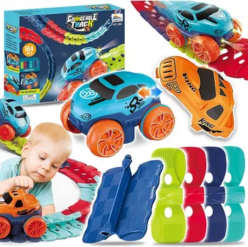 autodráha ELASTICKÁ KREATÍVNÍ HRAČKA - VELKÁ DRÁHA S AUTÍČKEM NA BATERIE - 184 DÍLKŮ