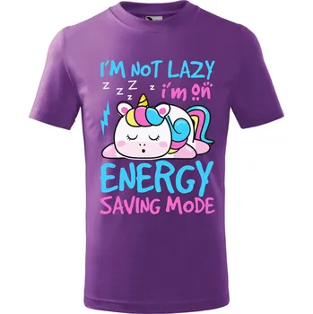 Dětské tričko s potiskem Not lazy Velikost: 158/12 let, Barva trička: Fialová