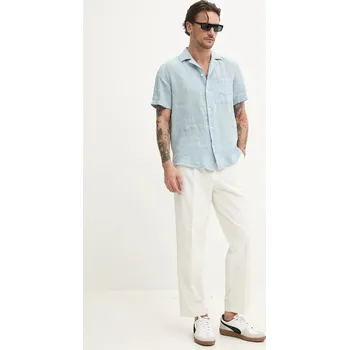 Pánské kalhoty Kalhoty HUGO pánské, béžová barva, jednoduché, 50540189 01X, vel. 52