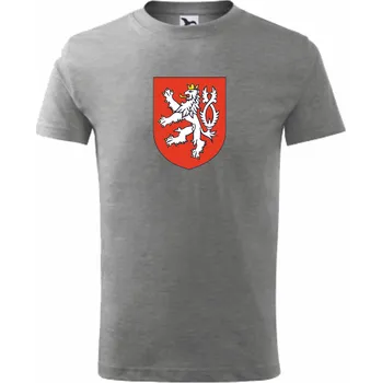 ON-DESIGN Tričko pánské/dětské ČESKÝ LEV 2 Velikost: 134 cm/8 let, Barva: tmavě šedý melír