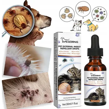 Antiparazitikum pro psa Kapky na odčervování pro kočky a psy na vši, klíšťata a blechy