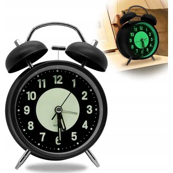 Budík Analogový budík v retro stylu s nočním světlem, velký ciferník
