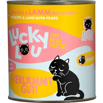 Krmivo pro kočku 2x800g Lucky Lou Adult - drůbež a jehněčí