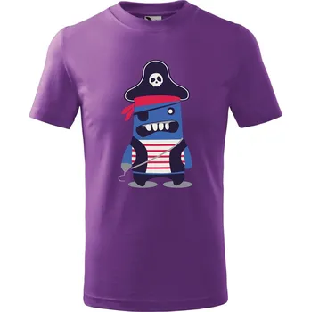 Dětské tričko s potiskem Příšerka pirát Velikost: 110 /4 roky, Barva trička: Fialová