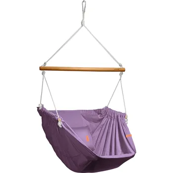 Závěsné relaxační křeslo švestkové HOJDAVAK MAXIMUS OUT s polštářkem, Dřevo Outdoor, Lano bílé