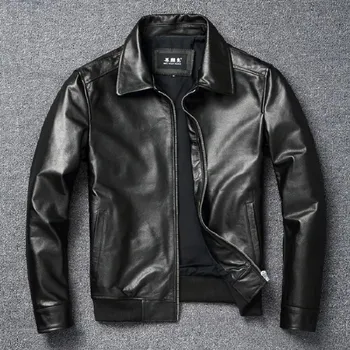 Moto bunda Leather Fashion Pánská kožená baseball bunda z hovězí kůže ve volném střihu Barva: Černá, Velikost: 3XL