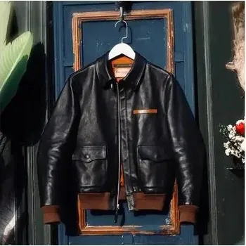 Moto bunda Leather Fashion Silná letecká bunda A2 z pravé hovězí kůže Velikost: M, Barva (Varianta): 1.6mm