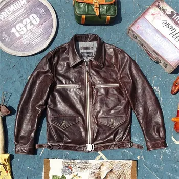 Moto bunda Leather Fashion Motorkářská bunda z koňské kůže v krátkém střihu Barva: Hnědá, Velikost: M