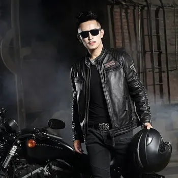 Moto oblečení Leather Fashion Krátká pánská bunda z hovězí kůže v motorkářském stylu Barva: Grafitová, Velikost: L